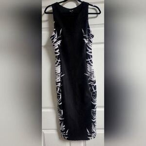 Alexa B - Womens Tropical Print Sleeveless Black Dress- Size 10